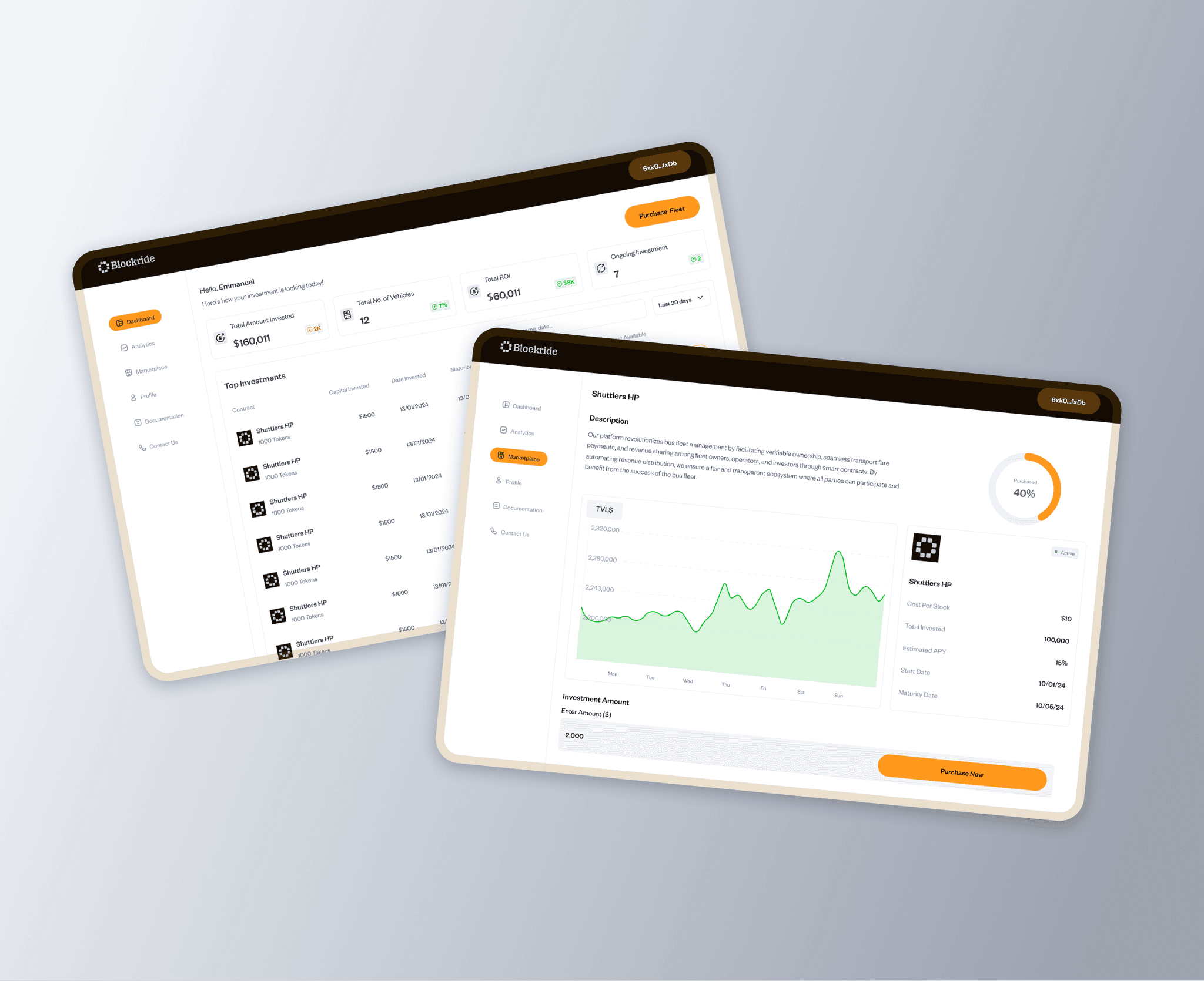 Blockride — investor dashboard